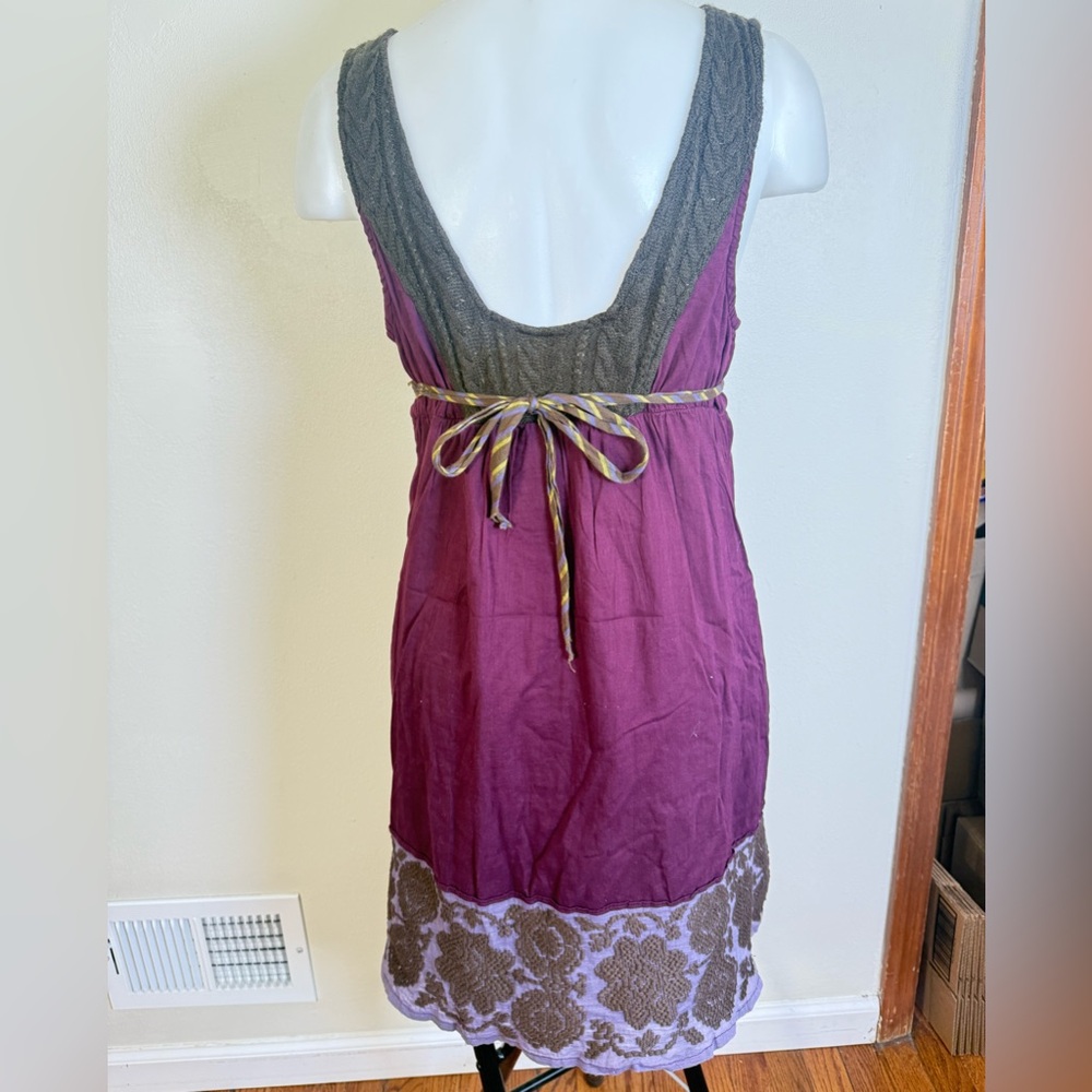 Free People 10 Bead Tie Boho Babydoll Tunic Crochet Indie Hippie Top Dress Large - Picture 3 of 6